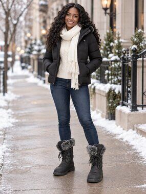 FORREAL BOUTIQUE BLACK FURRY WINTER BOOTS WOMEN'S